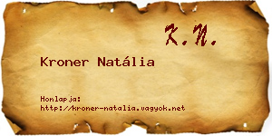 Kroner Natália névjegykártya